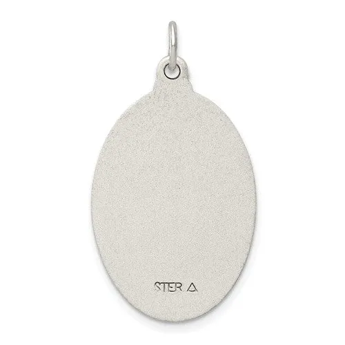 Sterling Silver Polished Saint Joseph Oval Medal Pendant 27mm