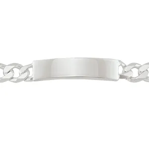 Sterling Silver Rhodium Plated (10mm) Curb ID Bracelet 8.5"