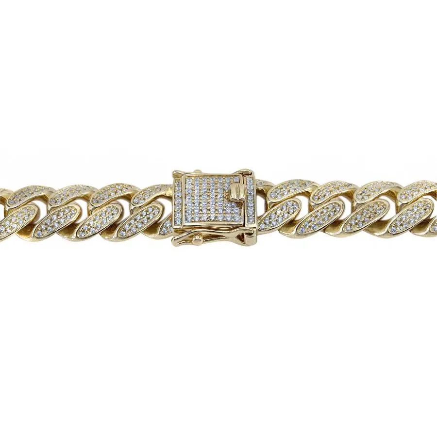 Sterling Silver Rhodium Plated (12mm) Miami Cuban CZ Chain (8.5" , 9")