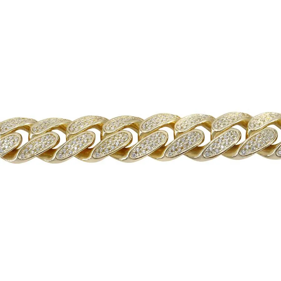 Sterling Silver Rhodium Plated (12mm) Miami Cuban CZ Chain (8.5" , 9")
