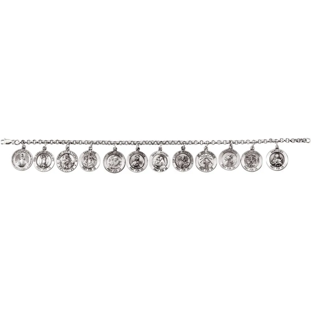 Sterling Silver Saints 7.5" Bracelet