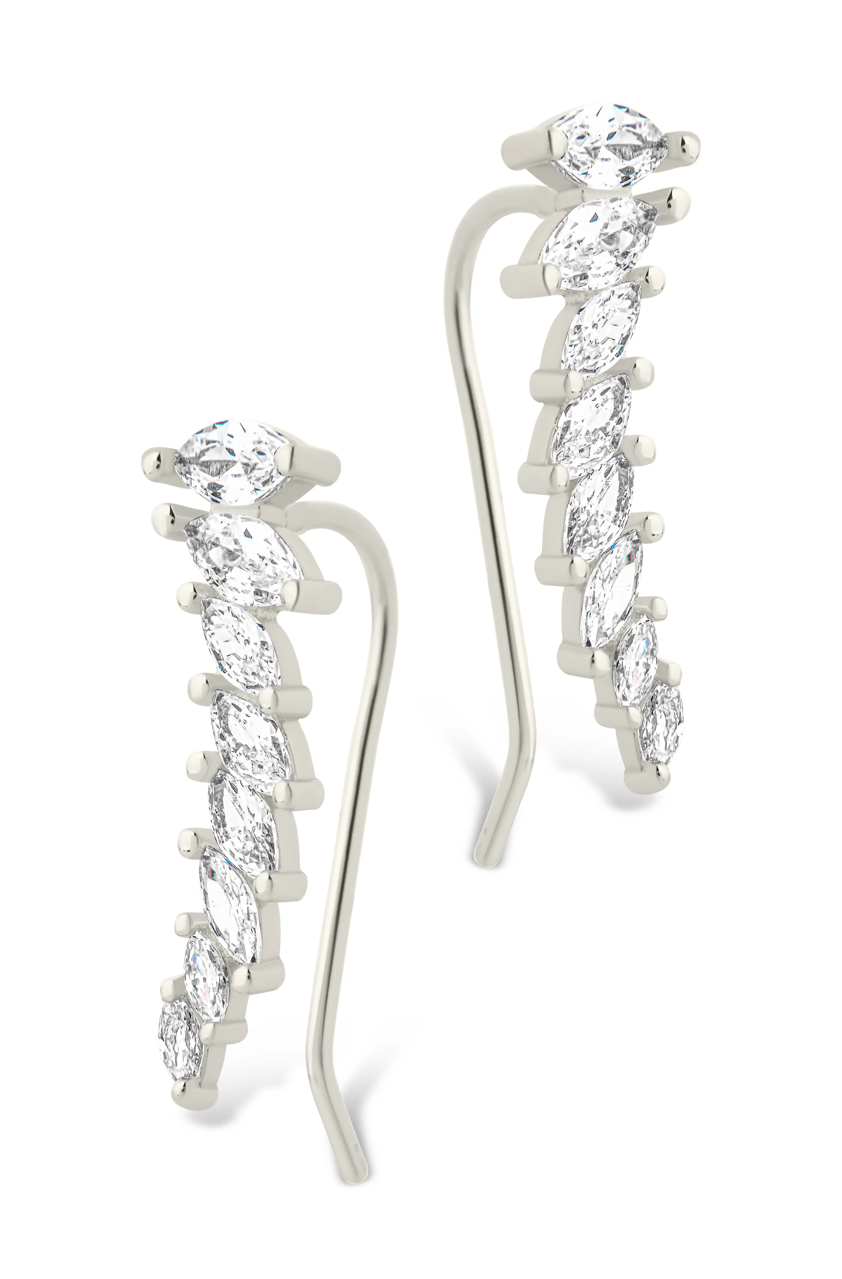 Sterling Silver Skye CZ Threader Crawler Earrings