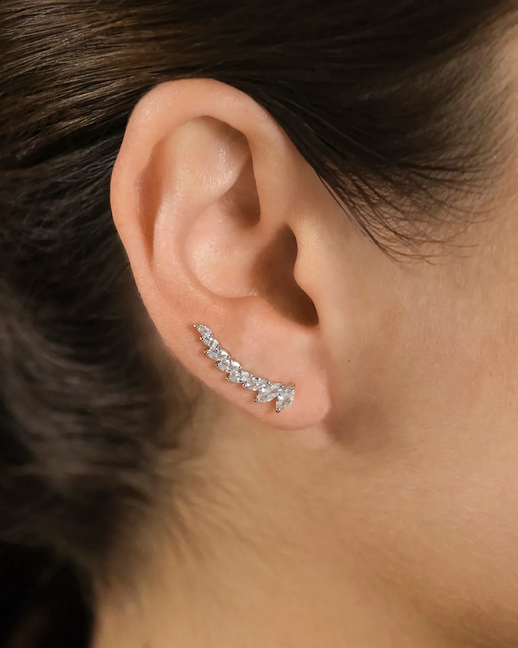 Sterling Silver Skye CZ Threader Crawler Earrings