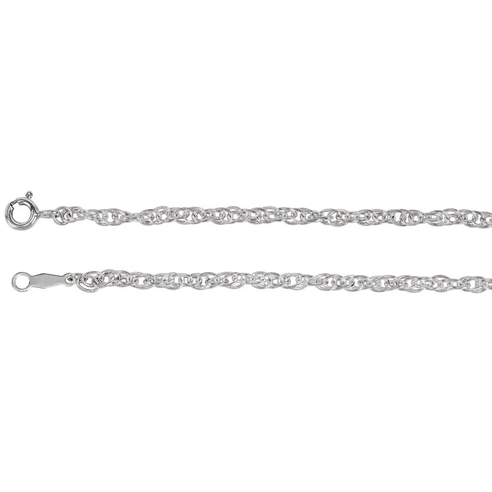 Sterling Silver Solid Rope 7" Chain