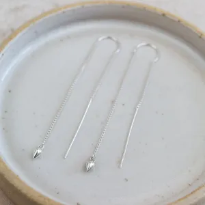 Sterling Silver Threader Earrings with Teardrop Charm