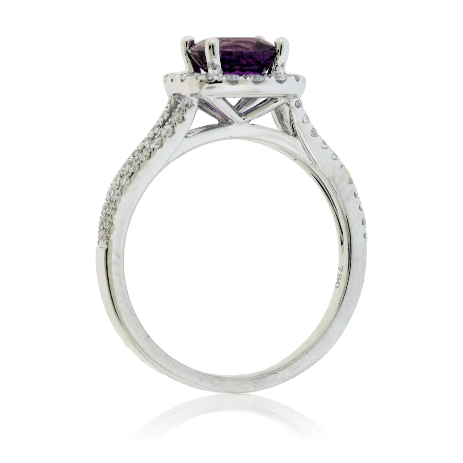 Stunning Purple Sapphire & Diamond Halo Ring