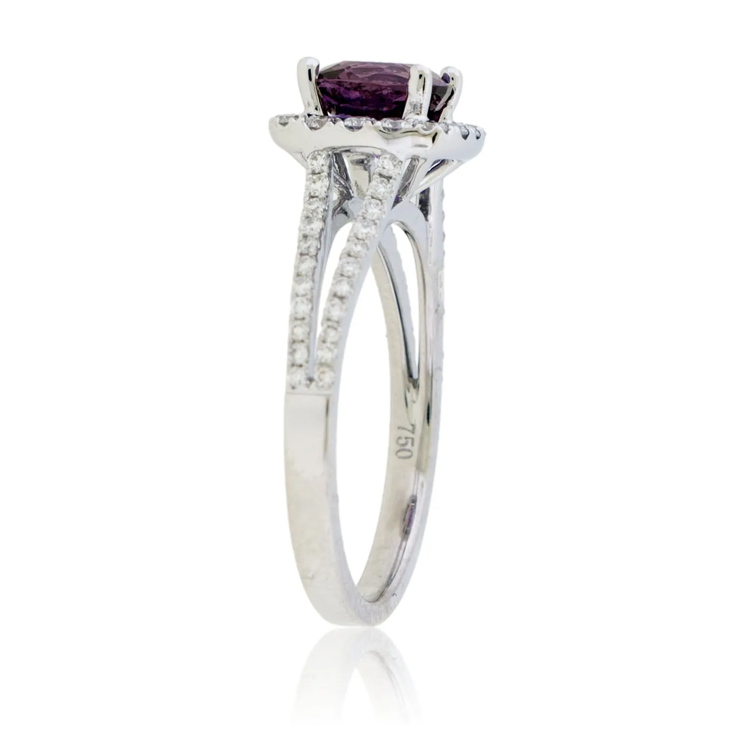 Stunning Purple Sapphire & Diamond Halo Ring