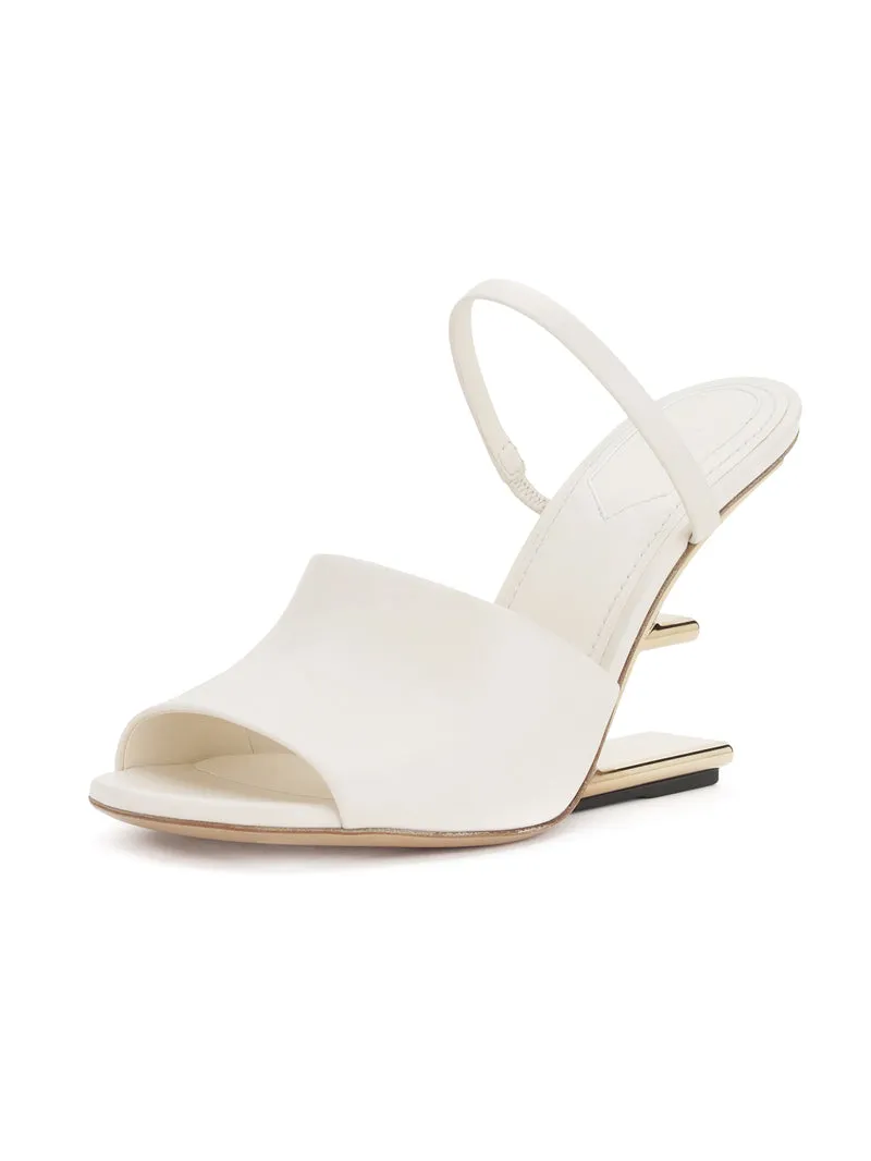 Summer Round Toe Party Sandals Rome Belt Fastener Genuine Leather Lady Strange Metal High Heels Peep Toe Shoes