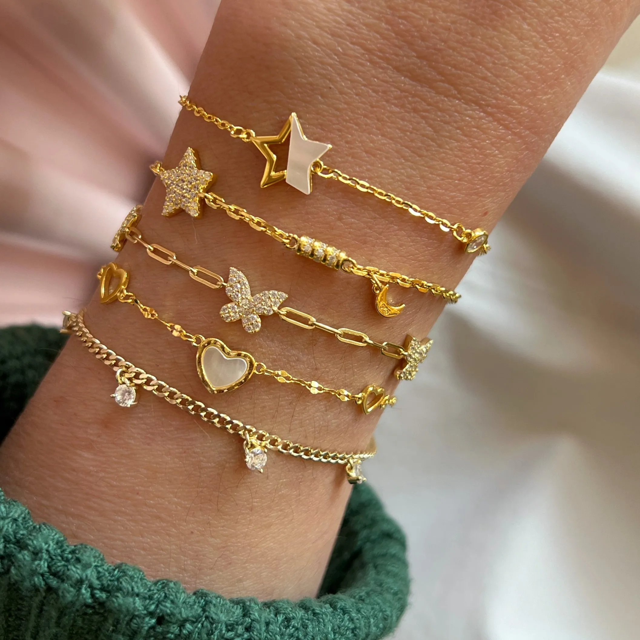 Three Butterfly in Paperclip Bracelet