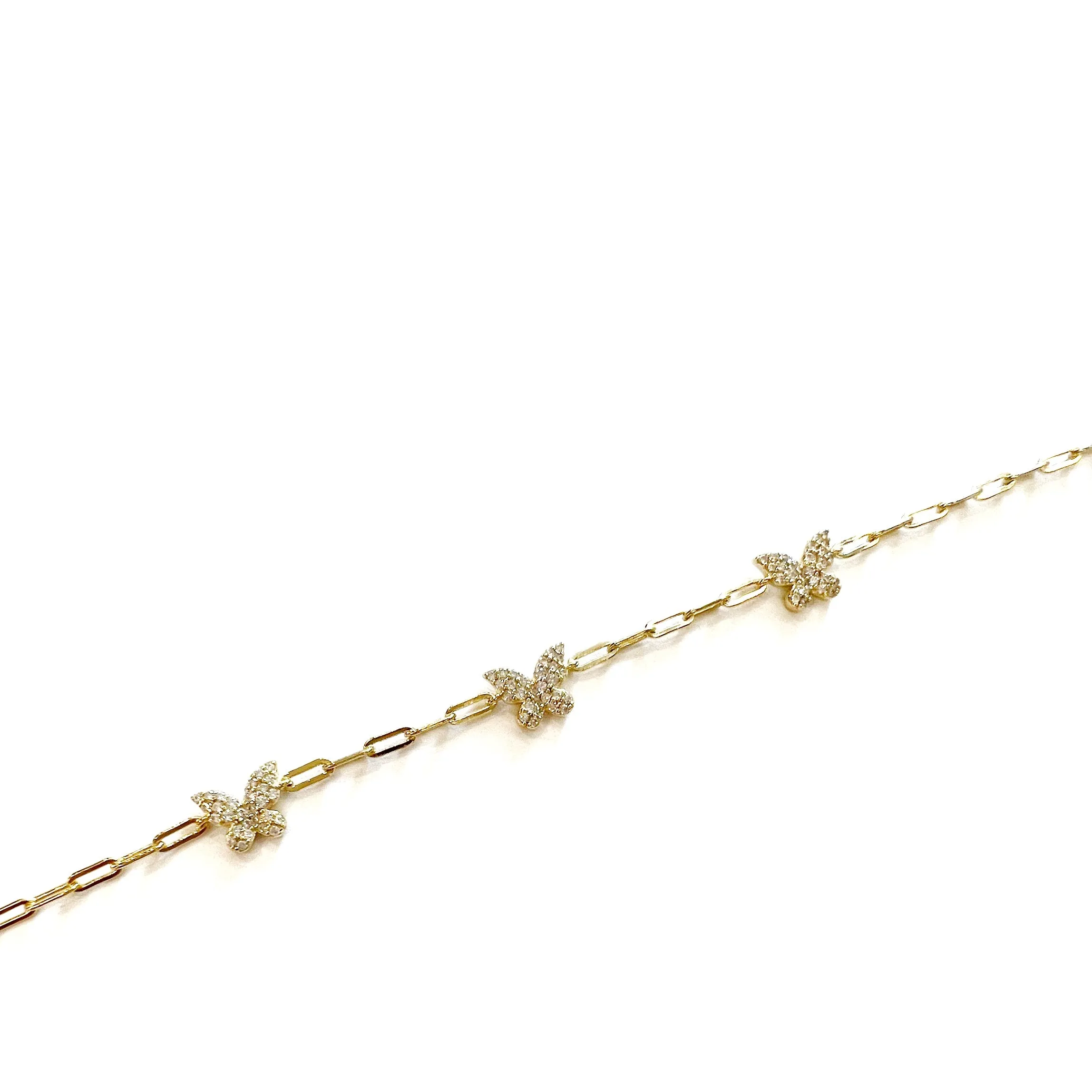 Three Butterfly in Paperclip Bracelet