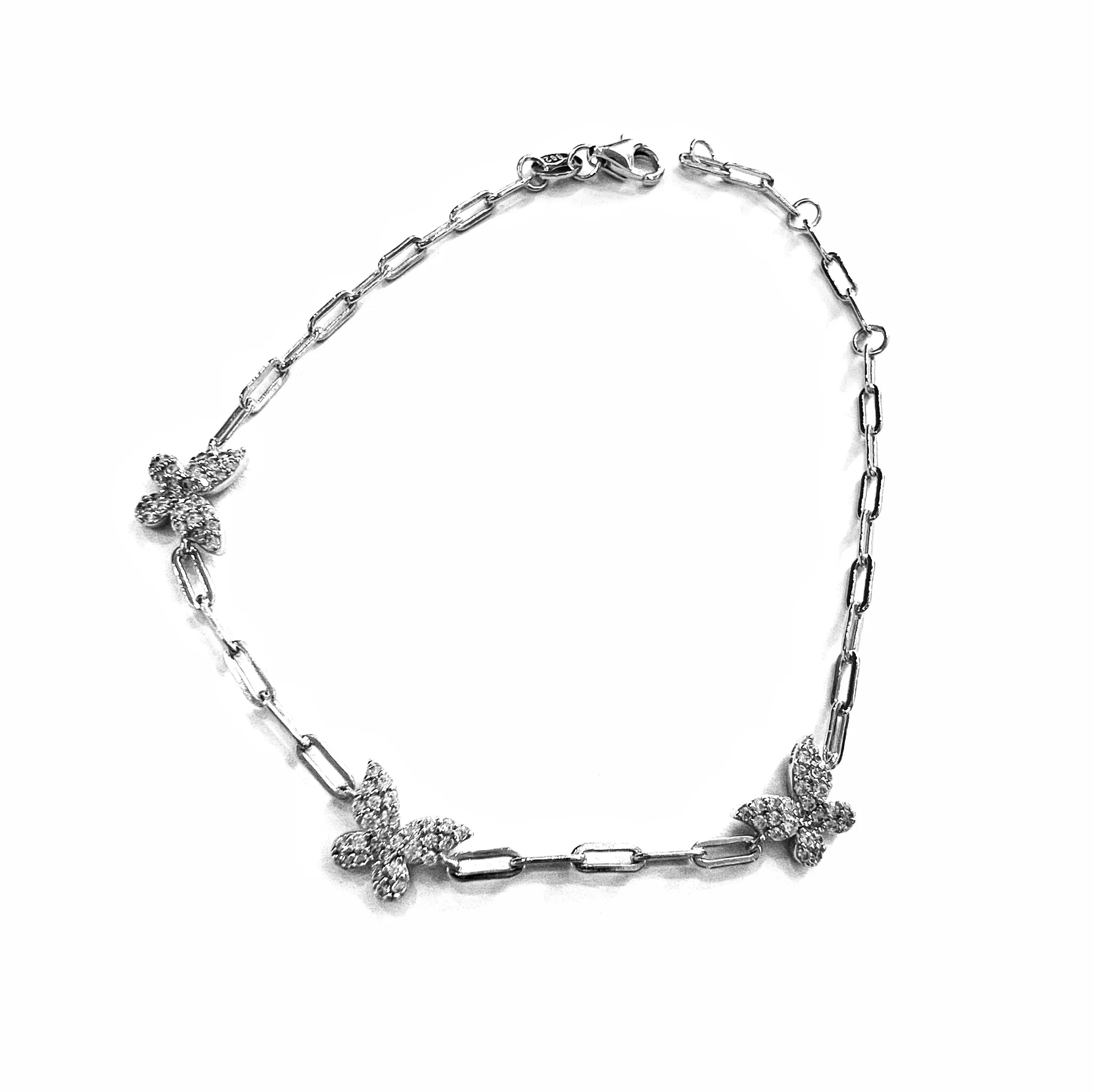 Three Butterfly in Paperclip Bracelet
