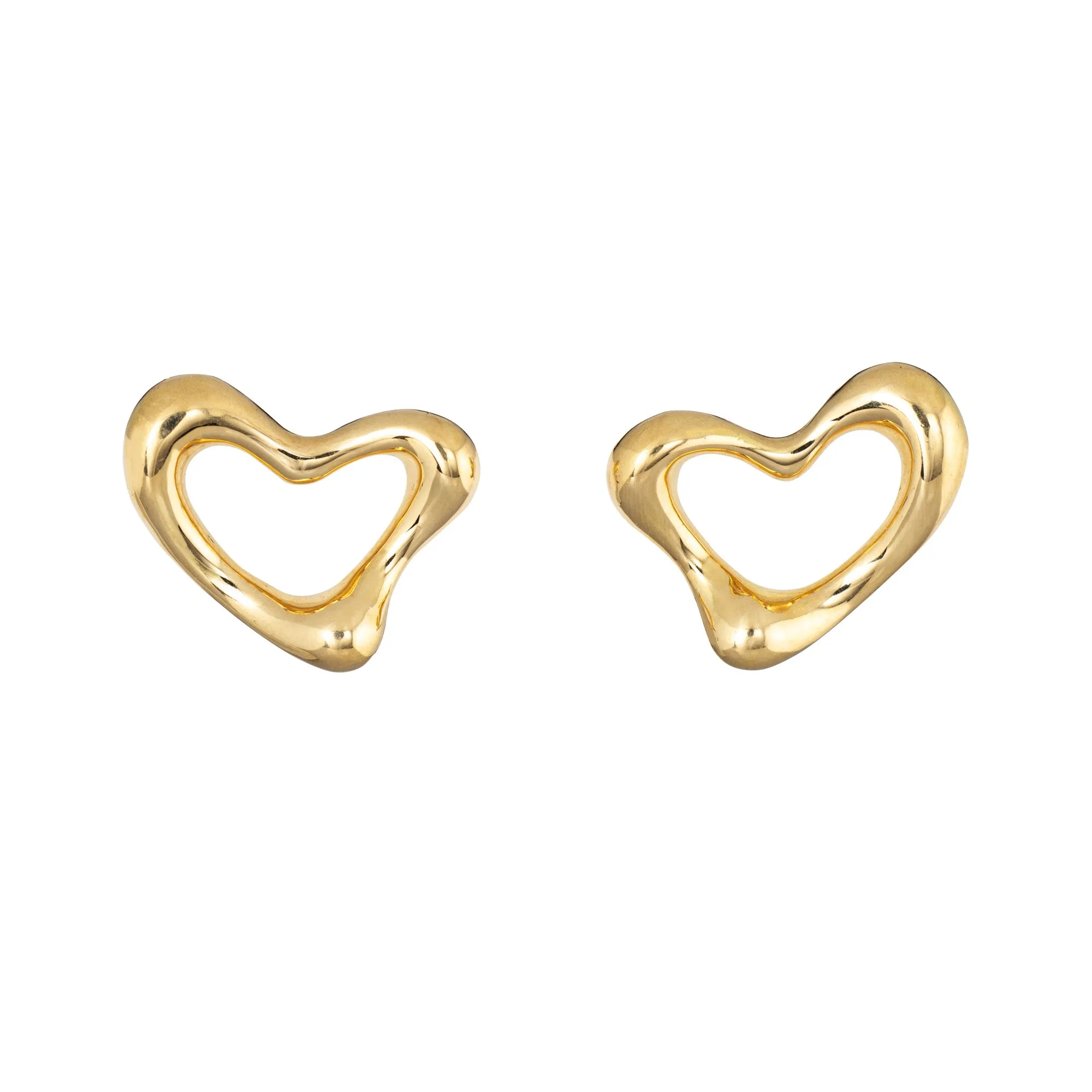 Tiffany & Co Open Heart Earrings 18k Yellow Gold Elsa Peretti Clip On Jewelry