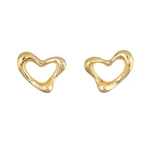 Tiffany & Co Open Heart Earrings 18k Yellow Gold Elsa Peretti Clip On Jewelry