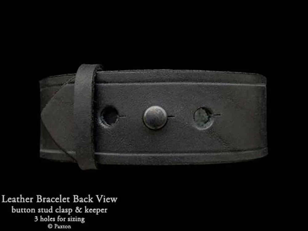 Tiger Head Bracelet Sterling Silver on Genuine Leather