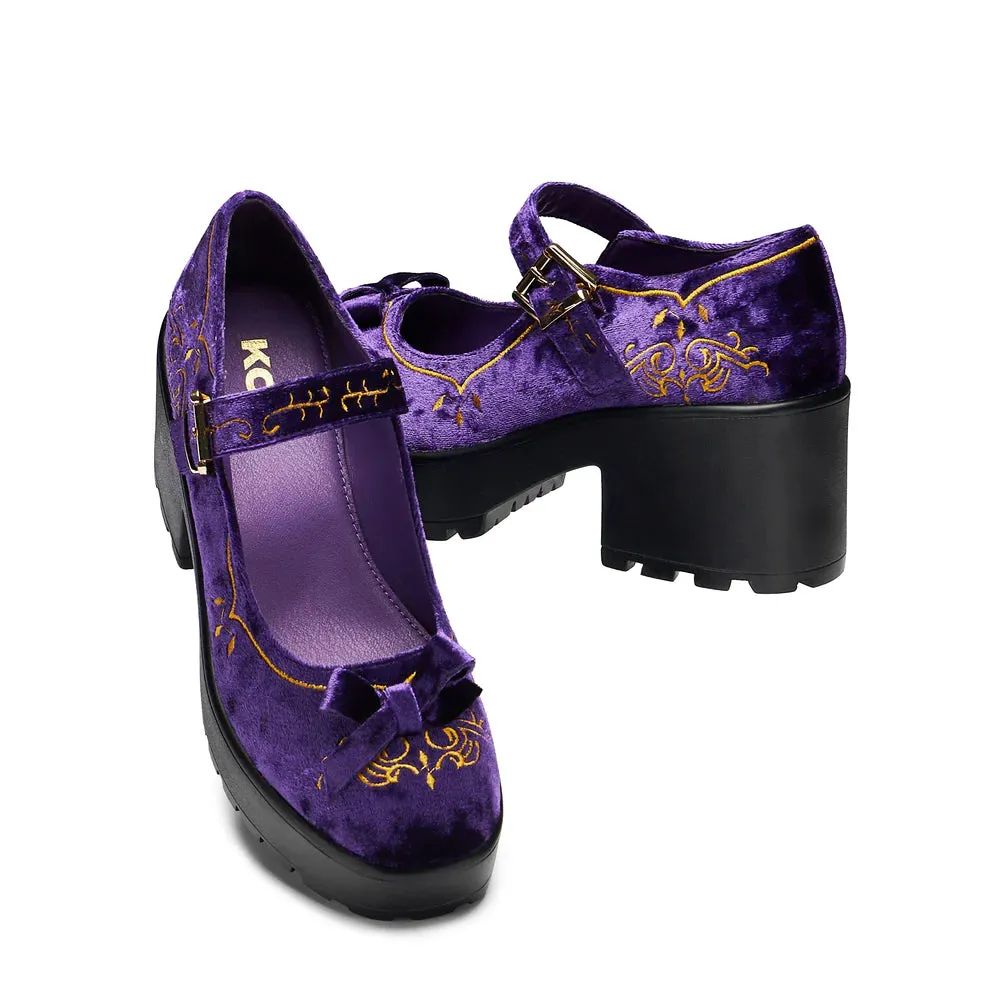 Tira Velvet Mary Janes ‘Royal Manor Edition’-Purple-Size 12-Clearance