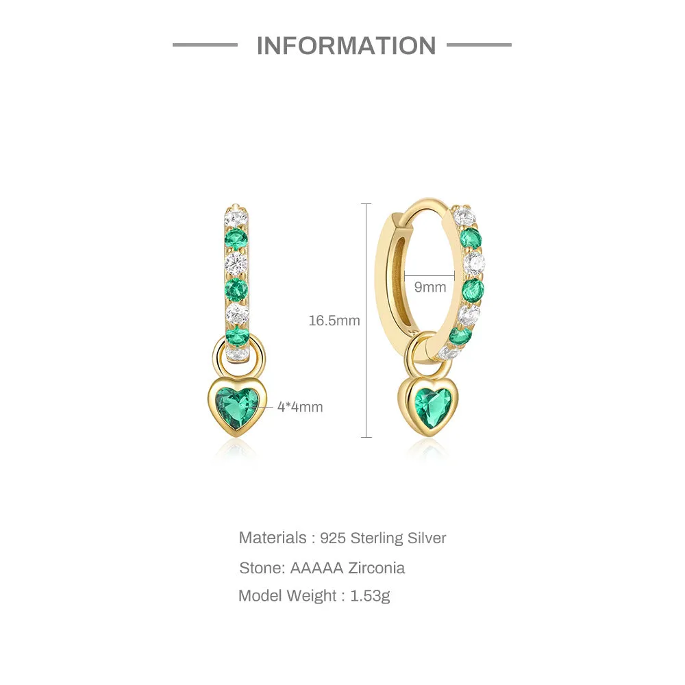 Trendolla Heart Shape Colorful Gold Huggie Earrings