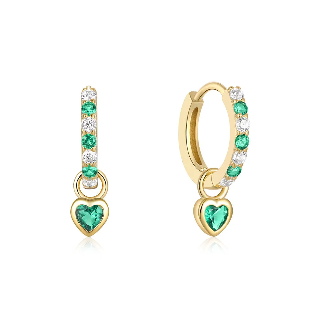 Trendolla Heart Shape Colorful Gold Huggie Earrings