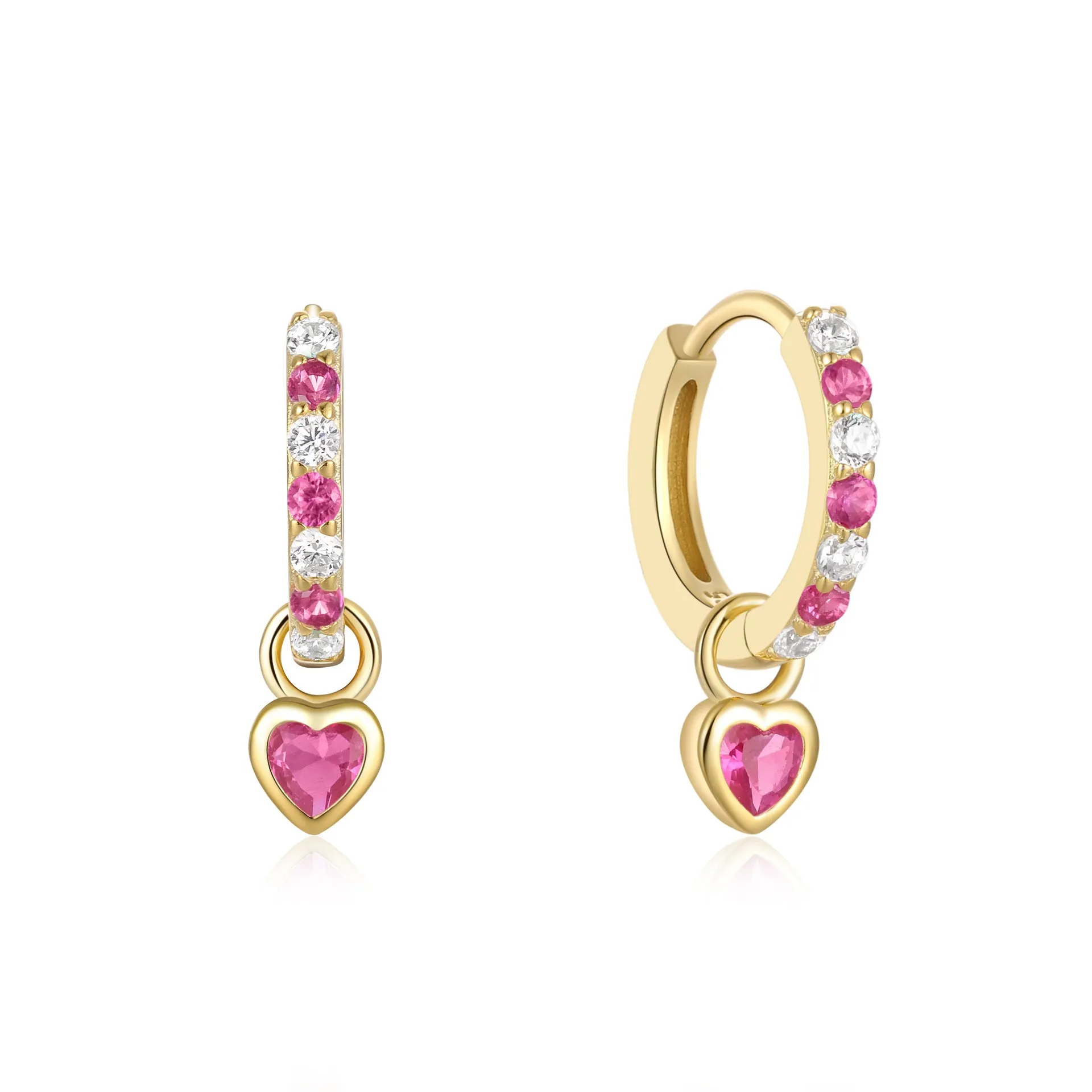 Trendolla Heart Shape Colorful Gold Huggie Earrings