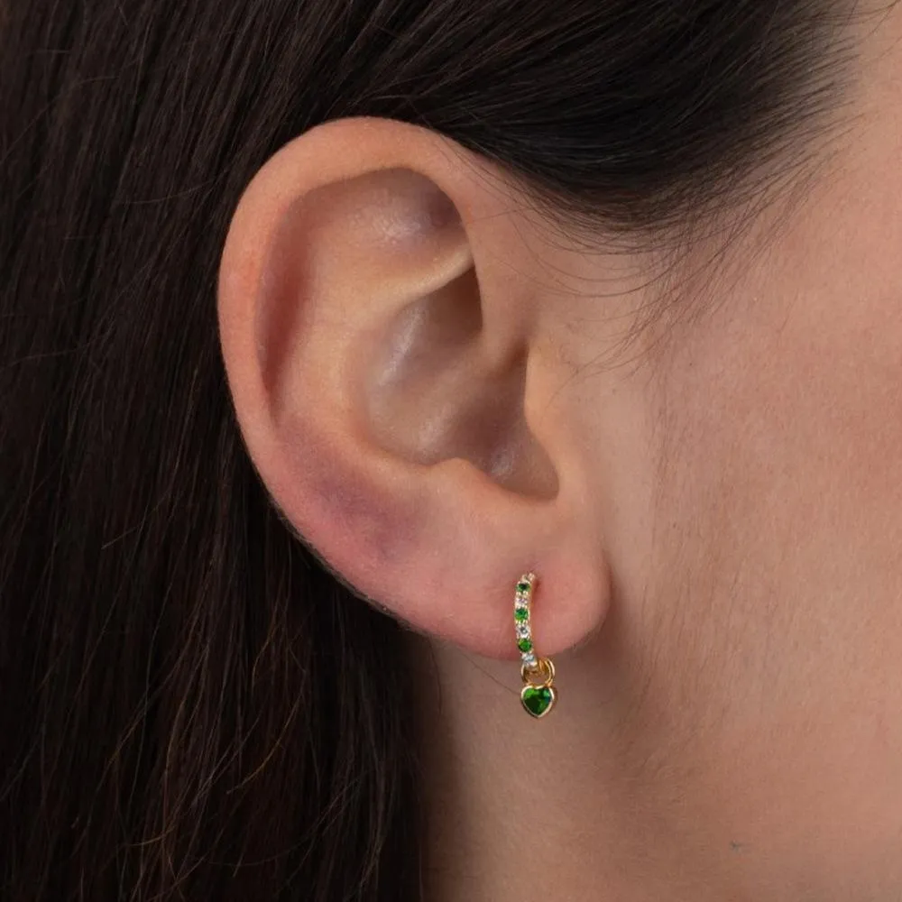 Trendolla Heart Shape Colorful Gold Huggie Earrings