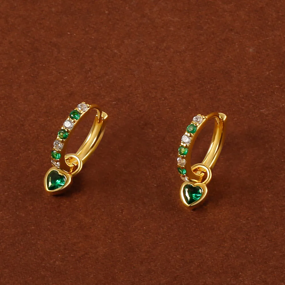 Trendolla Heart Shape Colorful Gold Huggie Earrings