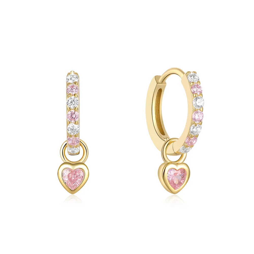 Trendolla Heart Shape Colorful Gold Huggie Earrings