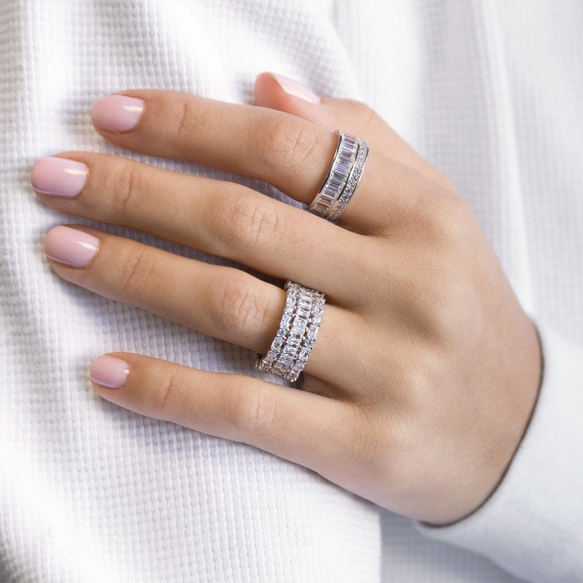 Triple Row Baguette Stone Ring