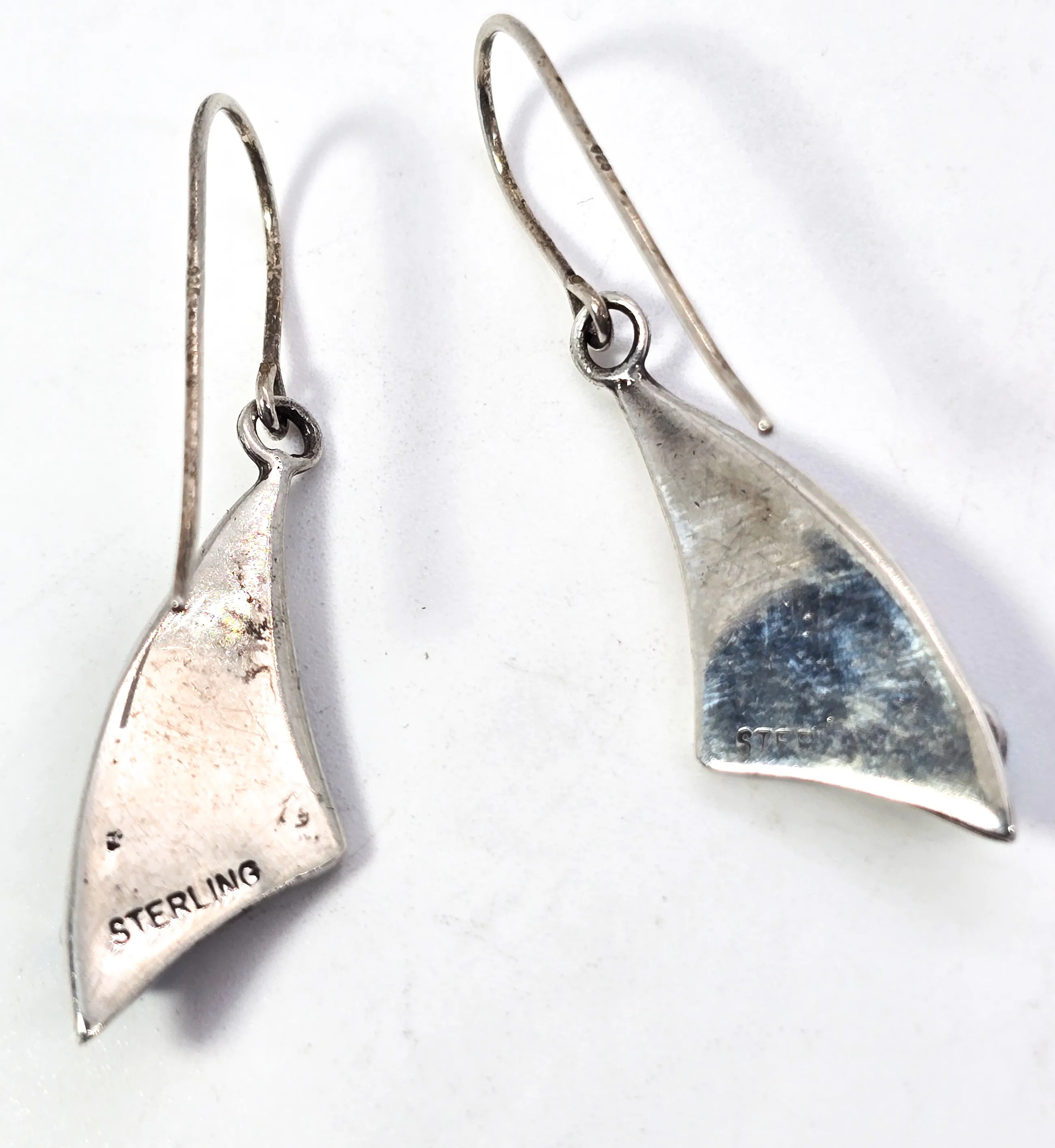 Turquoise Navajo family vintage sterling silver drop earrings