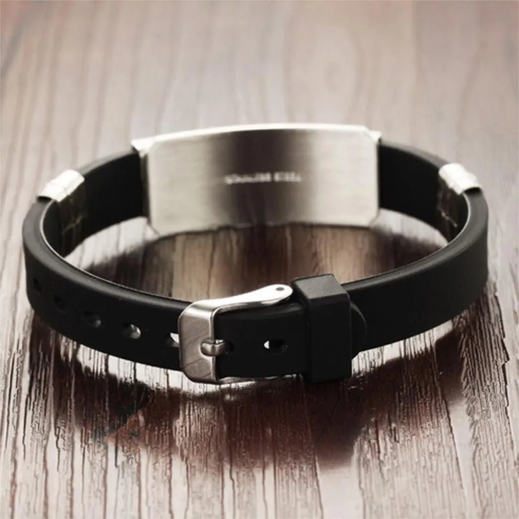 Twelve Constellations Cuff Bracelet Men Jewelry Stainless Steel Genuine Silicone Leather Bracelets & Bangles For Christmas Gift