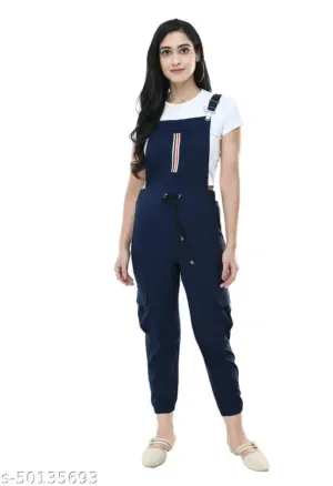 Urbane Elegant Pretty Designer Women Pretty Trendy Stylish Latest And Fashionable Full Length Stripe Navy Blue Stretchable Jumpsuits Dungaree SMLXL