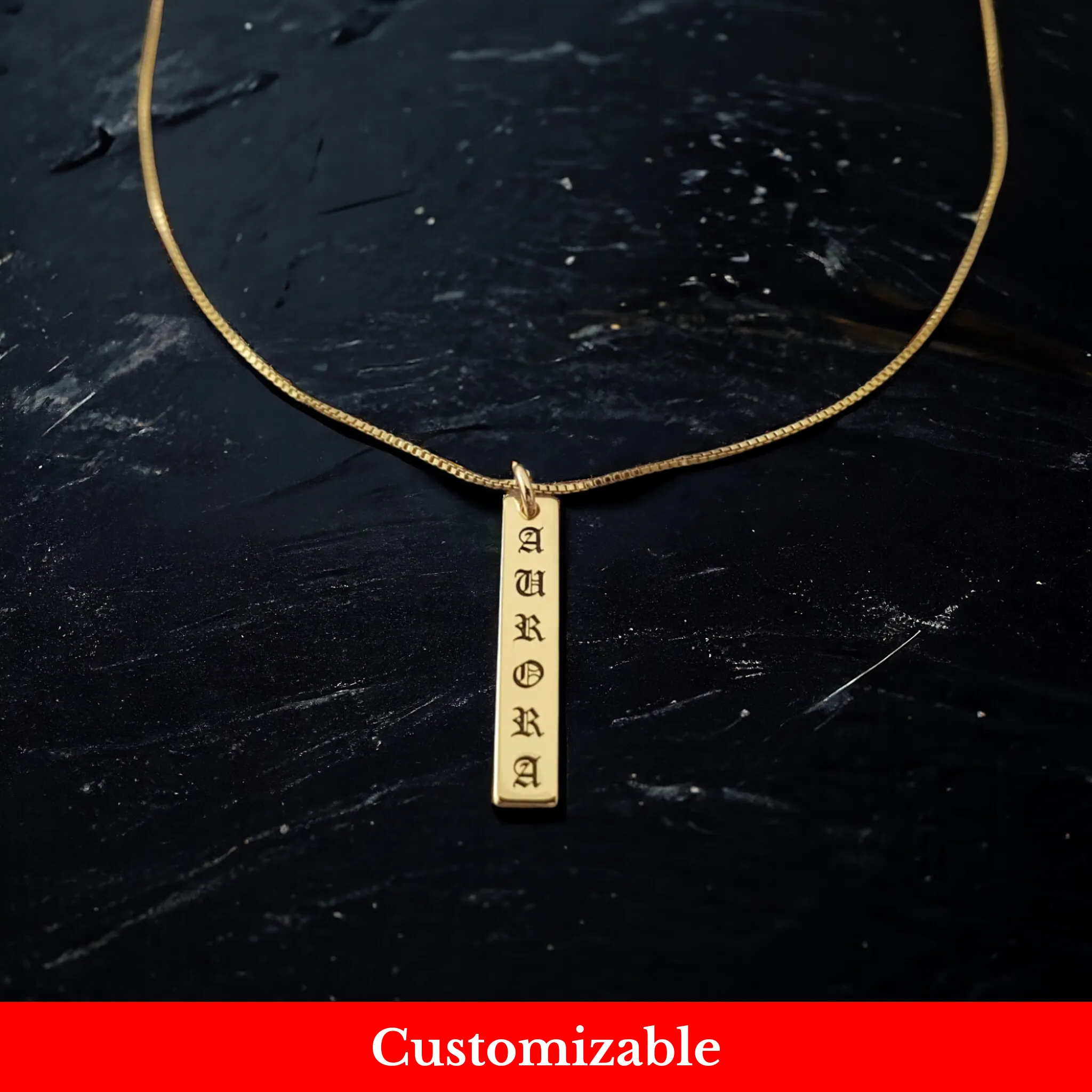 Vertical Obelisk: Personalized Gothic Vertical Pendant Necklace