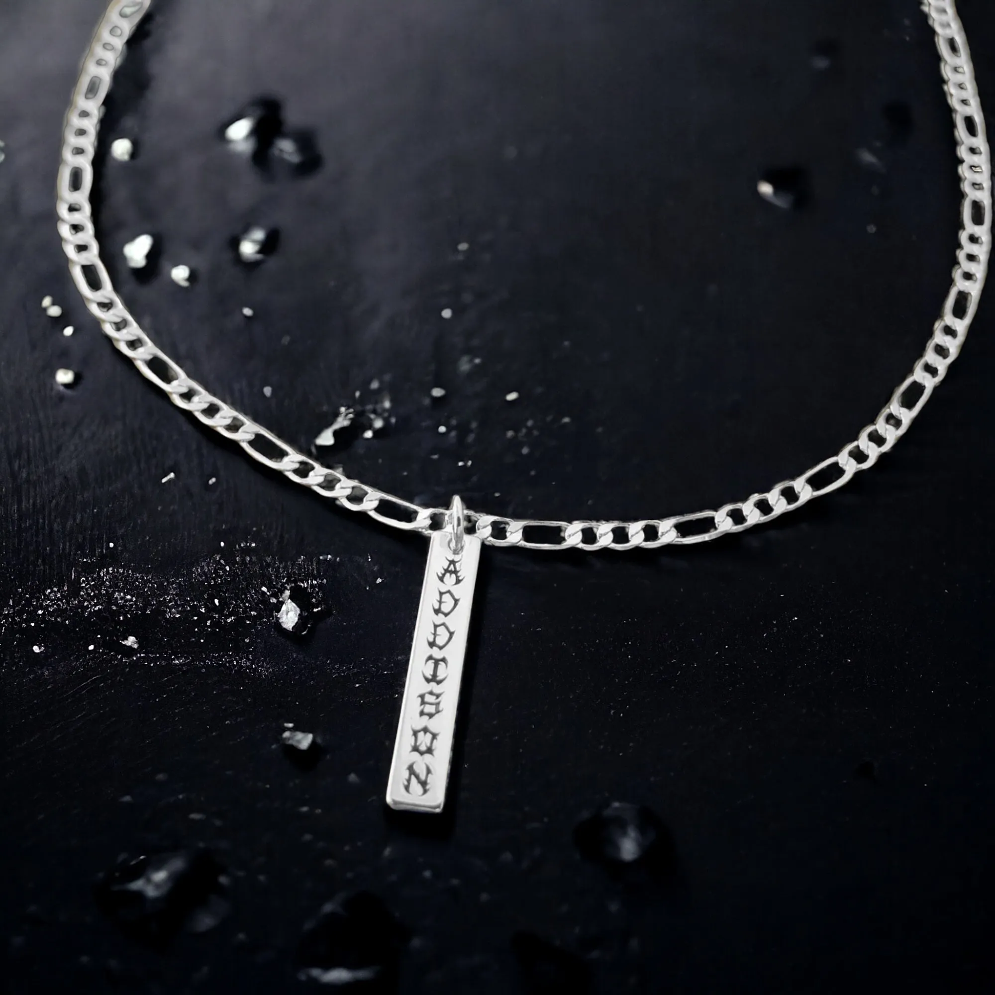 Vertical Obelisk: Personalized Gothic Vertical Pendant Necklace