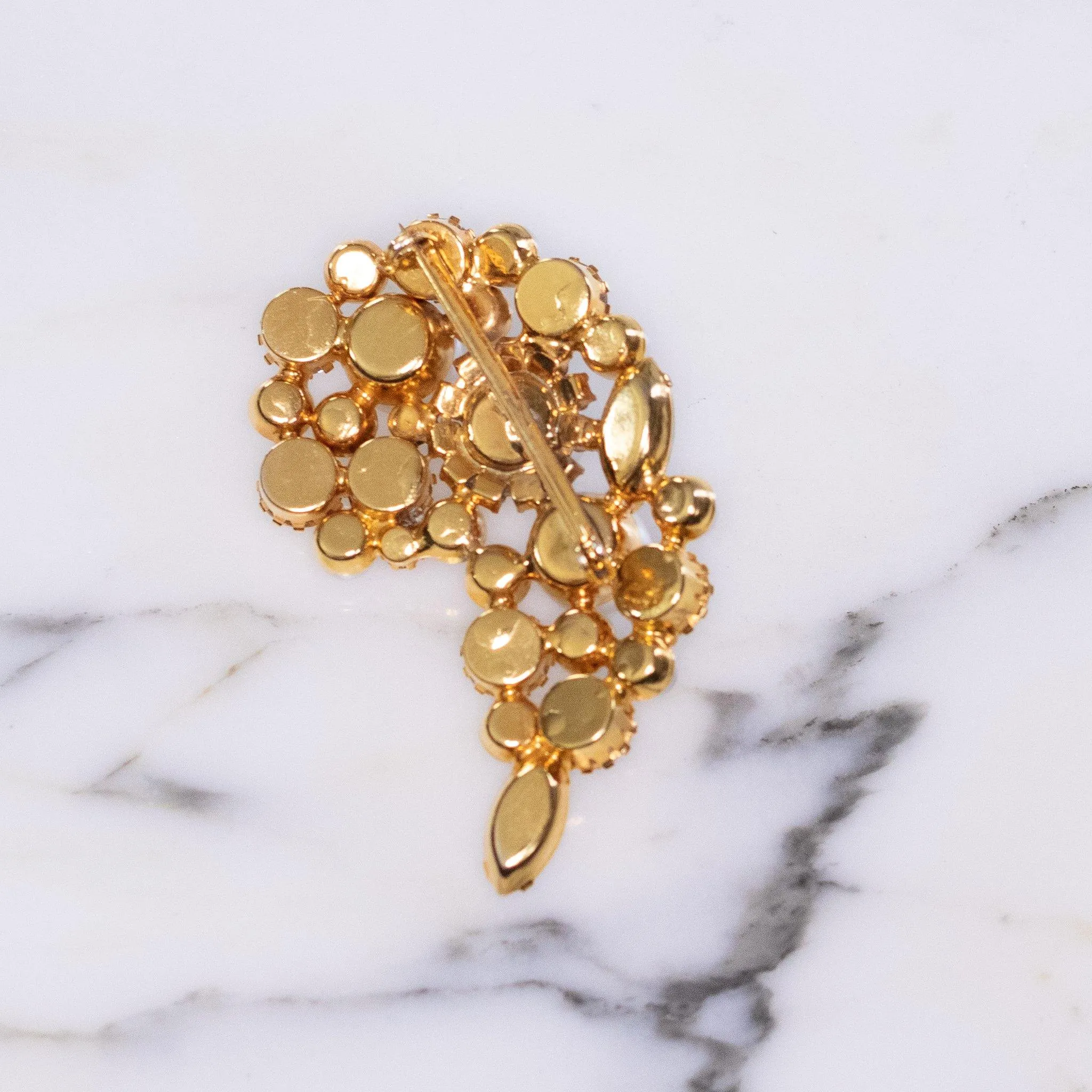Vintage Huge Pearl and Diamante Crystal Paisley Style Brooch