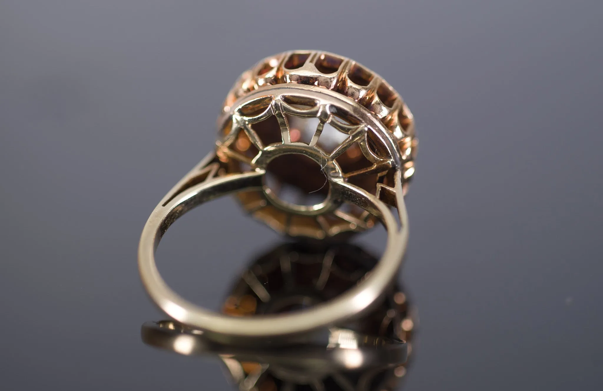 VINTAGE ROSE CUT DIAMOND CLUSTER COCKTAIL RING