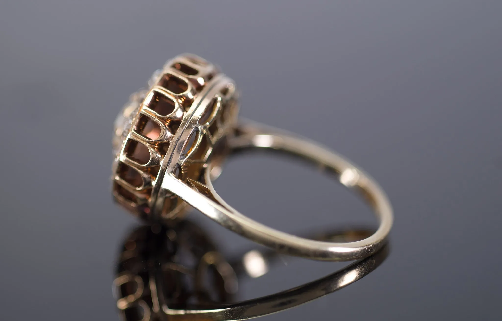 VINTAGE ROSE CUT DIAMOND CLUSTER COCKTAIL RING