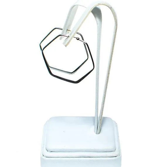 Vintage Silver Hexagon Hoop Earrings