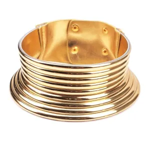 Vintage Statement Choker Necklace Women Gold Color Leather Collar Maxi Necklace African Jewelry Adjustable Chokers Big