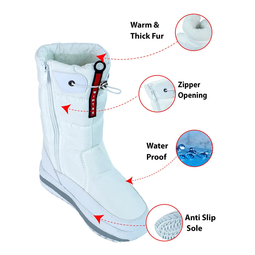 White Angel, High Rise Waterproof Winter Snow Boots for Women for minus temperature