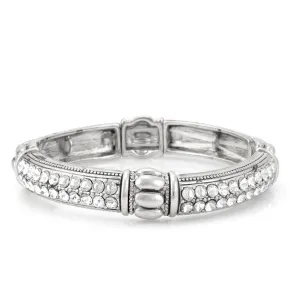 WHITE CRYSTAL SILVER STRETCH BRACELETS #B3160-SIL (LB18)