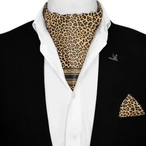 WILD ANIMAL SILK ASCOT WITH LAPEL PIN AND POCKET SQUARE