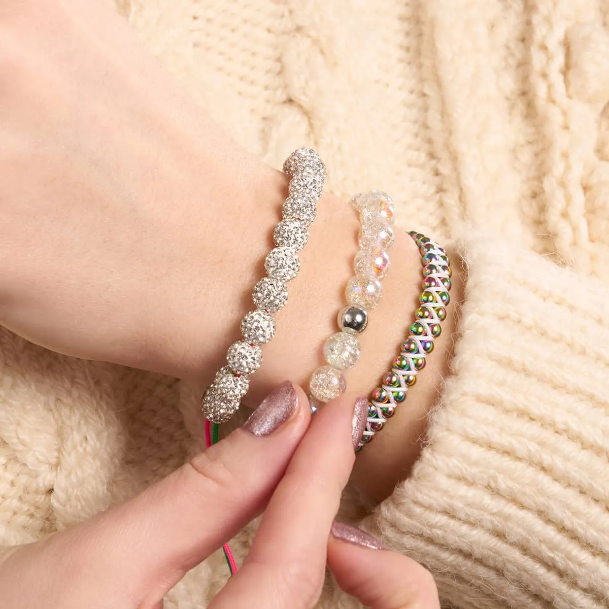 Winter White Crystal | Silver x Spectrum | Kikiballa Bracelet
