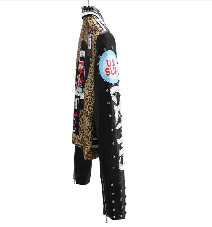 Women's European & American Fashion Leather Motorcycle Jacket.