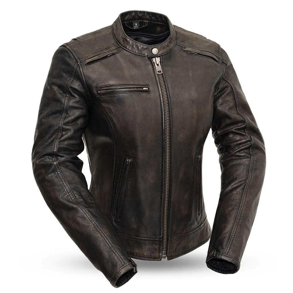 Women's Leather Motorcycle Jacket Trickster