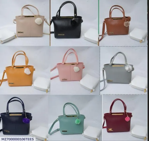 Women's PU Leather Embellished Hand Bag Set