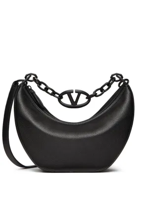 Women's Small Vlogo Moon Bag Hobo In Hammered Leather in Black | 5W0B0Q42UZL