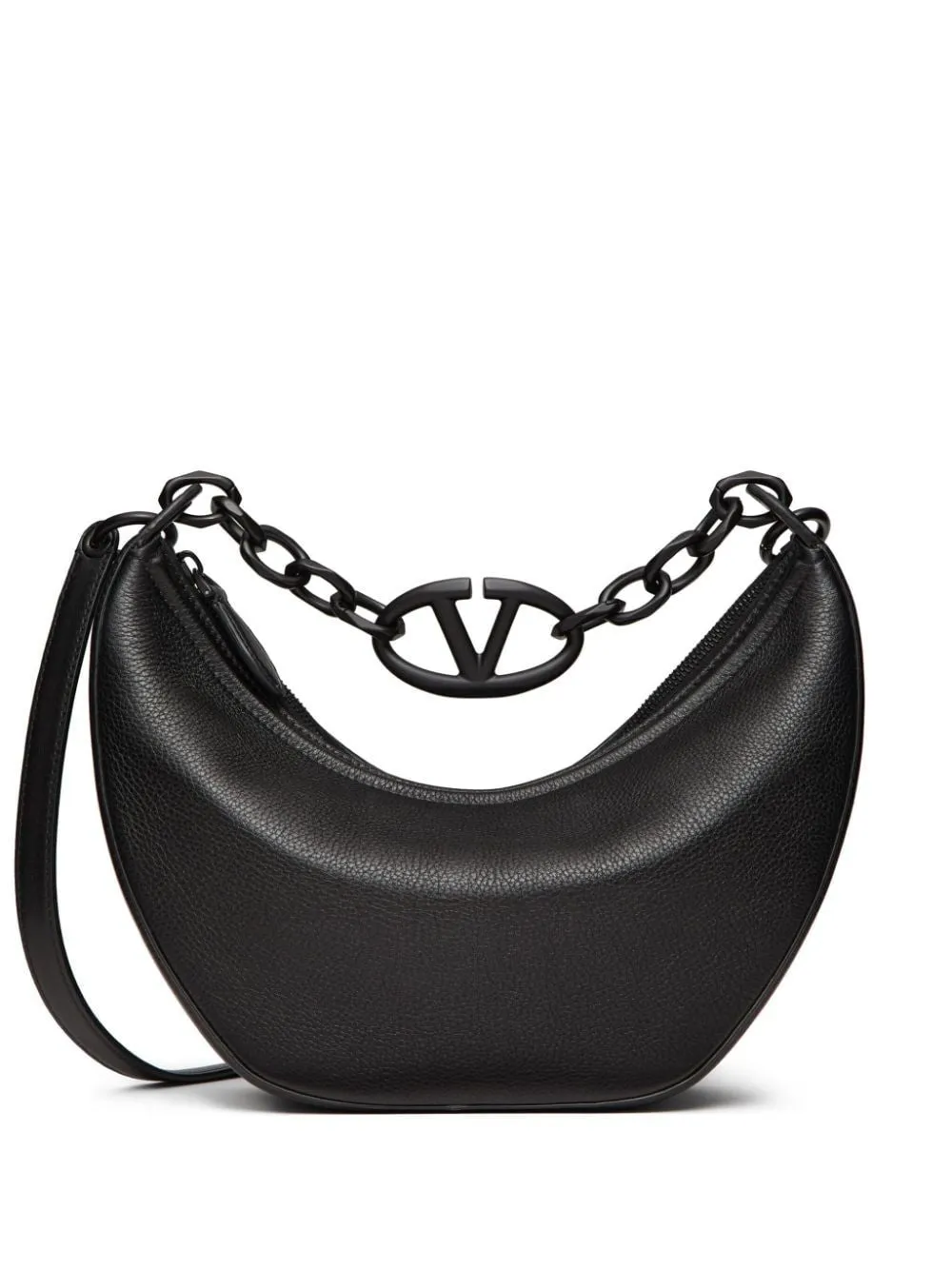 Women's Small Vlogo Moon Bag Hobo In Hammered Leather in Black | 5W0B0Q42UZL