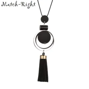 Wood Beads Sweater Necklace