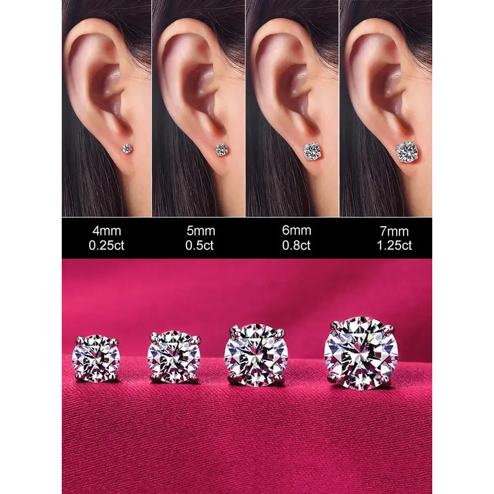 Y2K 925 Sterling Silver Stud Earrings for Elegant Style
