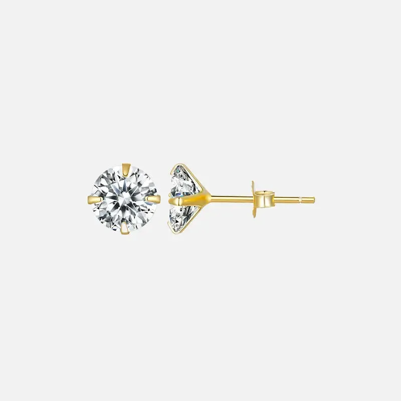 Y2K 925 Sterling Silver Stud Earrings for Elegant Style