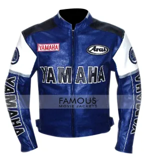 Yamaha Blue Racing Motorcycle Leather Jacket