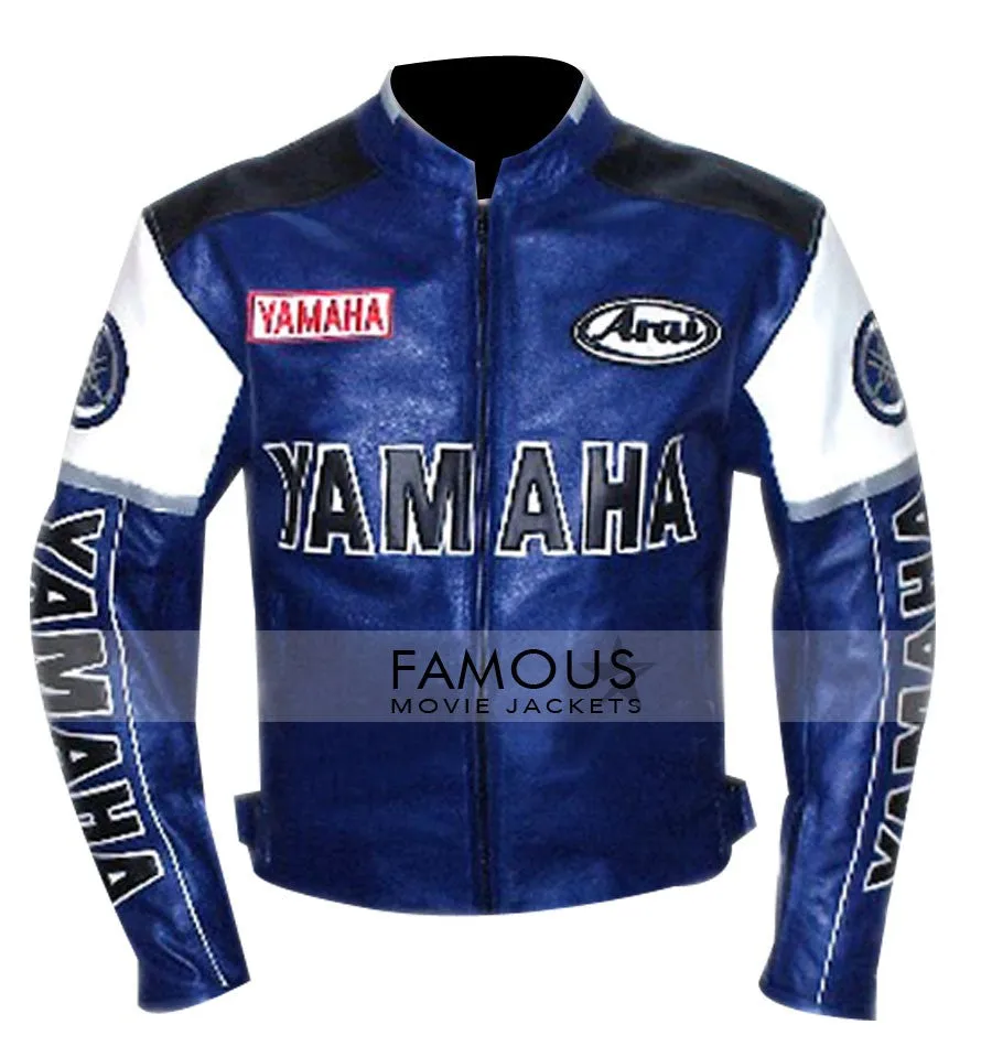 Yamaha Blue Racing Motorcycle Leather Jacket